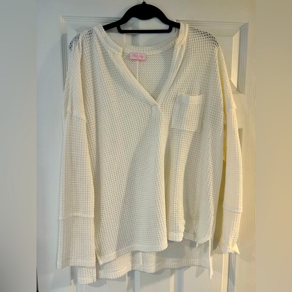 Pink Lily White Waffle Knit Top - Picture 1 of 2